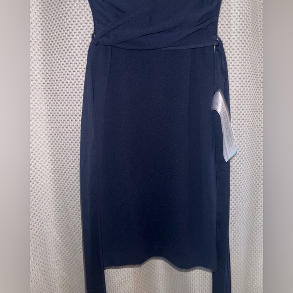 DRESS THE POPULATION Dana Wrap Waist Cocktail Dress In Navy - Picture 4 of 9